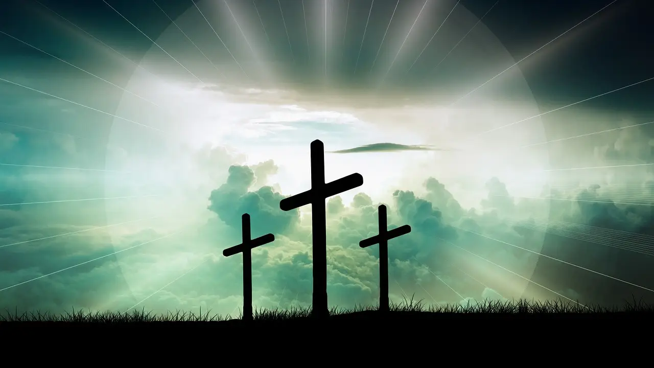 crosses, clouds, faith, christ, god, jesus, sun, light, sky, crucifixion, resurrection, nature, bible, christianity, church, easter, religion